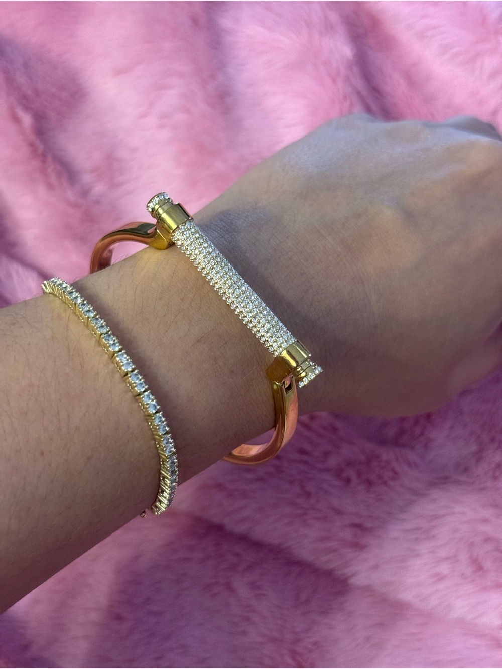 Swarovski “Friend”Crystal Gold Bar Bangle Bracelet